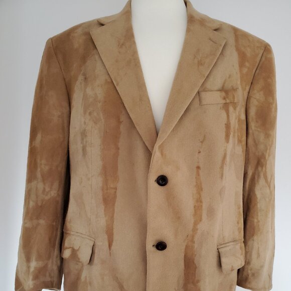 Cashmere wool Oscar de la Renta blazer camel beige khaki brown tan XL XXL 46 48